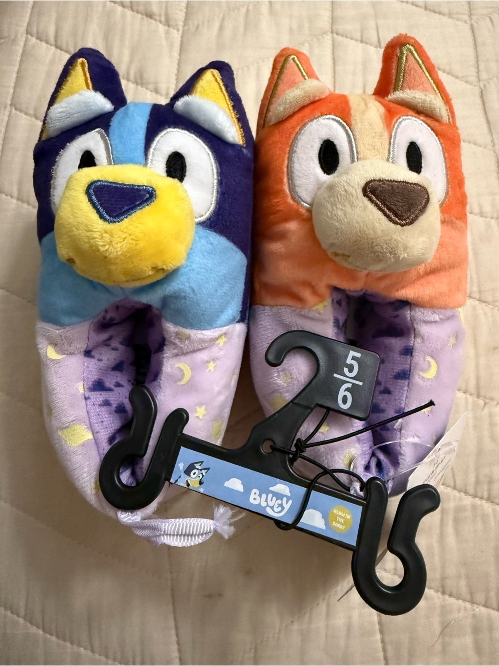 Bluey Plush Kids One-Piece Footies - Purple, Blue & Orange
